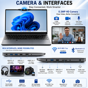 Laptop 15.6 Pollici con Intel Core I3, <span class=keywords><strong>8GB</strong></span> <span class=keywords><strong>RAM</strong></span>, 1TB SSD, <span class=keywords><strong>Computer</strong></span> <span class=keywords><strong>Portatile</strong></span> per Ufficio con Windows 11 Pro, Apertura a 180 Gradi per Riunioni - Product Image 4