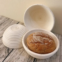 Juego de cestas de ratán para fermentar pan, ovaladas de 10 pulgadas y de 9 pulgadas, suministros para masa madre, herramientas de panadería, aptas para horno, con forros