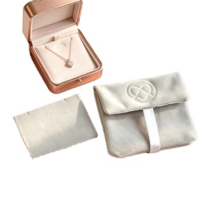 Custom Embossed logo <b>Thick</b> Suede Satin Lining Envelope Jewelry Pouch W/ Necklace Insert Pad - Product Image 1