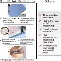 Cartes de remerciement de luxe en papier épais de haute qualité, personnalisées avec impression dorée en relief, emballées en boîte cadeau, vente en gros
