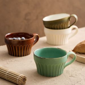 Creative Striped Latte Cup 350ml Retro Ceramic Coffee Mugs for Cafe - Product Image 2