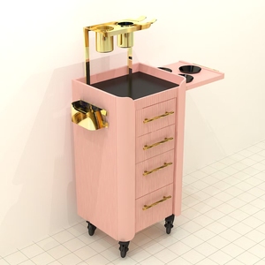 Wall Mount LED Light Barber Mirror Station with Matching Rolling 5-<b>Drawer</b> Hair Salon Tool Trolley Set - Product Image 5