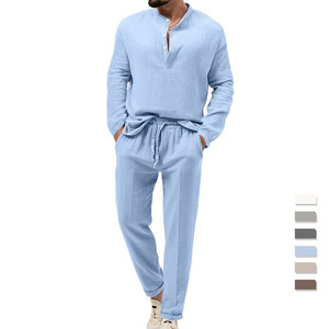 ชุดเสื้อผ้า2ชิ้นสำหรับผู้ชายชุดเสื้อเชิ้ตและกางเกงขายาวลำลองสำหรับผู้ชาย - Product Image 6