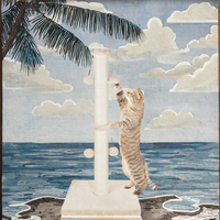 Moderne Simple Crème Arbre À Chat Tour De Luxe De Base Chat Griffoir Avec Sangle En Sisal Boule Suspendue Chaton Chat Griffoir
