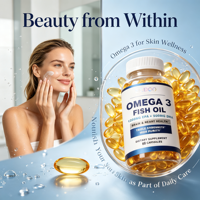 Cápsulas de Aceite de Pescado Omega 3 de Marca Propia, Superalimento, para Adultos, Vitaminas EPA y DHA para la Salud del Cerebro y el Corazón