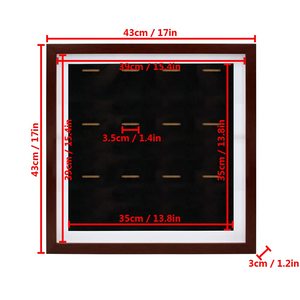 16x16 inch UV bảo vệ 3D 12 huy chương Pin huy hiệu gỗ rắn hiển thị hộp bóng trường hợp khung lưu trữ cho quân đội Marathon người chiến thắng - Product Image 3