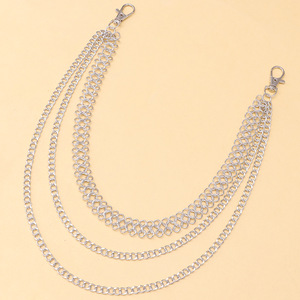 โซ่คล้องกางเกงโลหะหลายชั้น โลหะผสมสังกะสี สำหรับทุกเพศ สไตล์ฮิปฮอป ใช้ได้ทุกวัน - Product Image 2