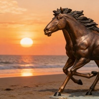 Sculpture de cheval au galop en bronze artisanal moderne personnalisée pour la décoration extérieure des parcs et jardins publics avec couleur sur mesure