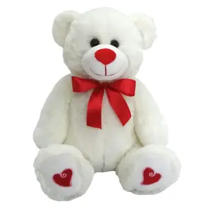 San Valentín blanco puro amor suave sentado felpa calidad oso de peluche