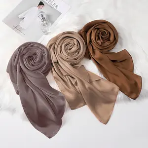 Hijabs — longue écharpe 2020 nouveauté écharpe malaisienne, tissu couvrant la peau, naturel froissé et Monochrome, longue écharpe respirante, pour femmes