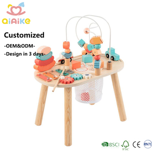 Table d'activités Montessori multifonction en bois, jouet éducatif musical STEM avec labyrinthe à billes et engrenages, vente en gros d'usine OEM ODM - Product Image 1