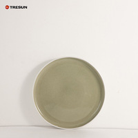 Lot de 24 pièces de vaisselle en céramique à motif végétal, nouveau design, pour 6 personnes, en grès vert mat avec glaçure réactive, tasses classiques, vente en gros fabricant