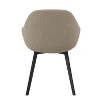 Chaise de salle à manger en velours côtelé kaki clair |   Fauteuil moderne de style seau avec pieds en métal noir