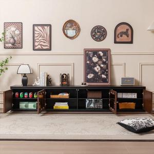 French Retro Solid Wood Tv Cabinet Antique Style Storage Display Cabinet Living Room Floor Standing <b>Unit</b> - Product Image 3