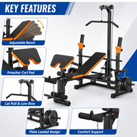 Support de musculation multifonctionnel pour haltères et barres, avec fonction de développé couché, barre de traction haute et rack à squats, pour usage domestique