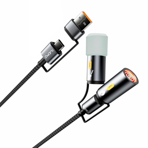สายชาร์จ 5 in 1 PD 60W พร้อมไฟ LED แสดงสถานะการชาร์จ สายถักไนลอนแบบ USB Type-C สำหรับ <span class=keywords><strong>iPhone</strong></span> 16 <span class=keywords><strong>15</strong></span> ใช้กับกล้อง <span class=keywords><strong>IOS</strong></span> ได้ - Product Image 1