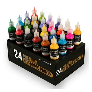 Profesional tahan air 24 warna tekstil kain set cat warna untuk lukisan artis