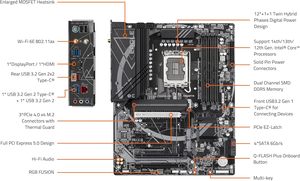 Carte mère Z790 AX DDR5 LGA 1700 ATX, double M.2 PCIe 5.0, USB 3.2 Gen2x2, Wi-Fi 6E, LAN 2.5GbE, pour ordinateur de bureau - Product Image 5