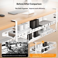 Support de rangement sous table, pour bureau d'ordinateur, avec fente pour câbles de données et boîte de rangement, support de câbles en acier au carbone