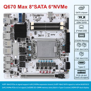 Inte1 12/13/14 Gen lga1700 q670 NAS Bo mạch chủ tối đa 8 * SATA 6 * M.2 NVMe 1 * pcie5.0x16 2 * DDR5 2*2.5G LAN ITX tường lửa Mainboard - Product Image 6