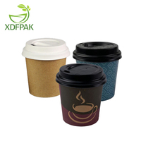 Gobelets à café jetables en papier kraft à paroi simple avec couvercles, plusieurs tailles, vente en gros et personnalisables