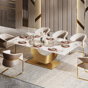 Juego <span class=keywords><strong>de</strong></span> mesa <span class=keywords><strong>de</strong></span> <span class=keywords><strong>comedor</strong></span> <span class=keywords><strong>de</strong></span> mármol con marco dorado moderno, muebles <span class=keywords><strong>de</strong></span> lujo <span class=keywords><strong>de</strong></span> 8 asientos, mesa <span class=keywords><strong>y</strong></span> <span class=keywords><strong>sillas</strong></span> rectangulares <span class=keywords><strong>de</strong></span> piedra sinterizada para <span class=keywords><strong>comedor</strong></span> - Product Image 3