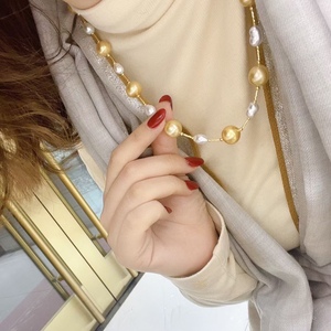 Nuevo Collar de Perlas Naturales Púrpuras de 11-12 mm, Elegantes Cuentas Doradas para un Regalo Sencillo y Moderno - Product Image 4