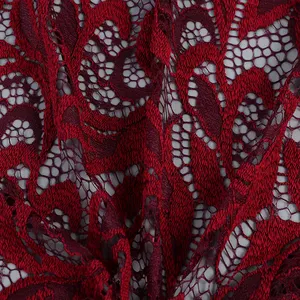 Neues Design Profession elle Wein Rot Nylon Polyester Vintage Blumen stickerei Spitzens toff