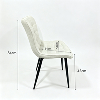 Chaise de salle à manger en tissu de style nordique, dossier haut, assise rembourrée en lin, pieds en fer avec revêtement anti-rayures, vente en gros