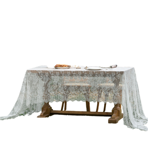 Mantel de Encaje Blanco Moderno Tejido a Mano con Patrón Bordado para Hogar, Bodas, Banquetes, Cocina, Patio y Comedor - Product Image 1