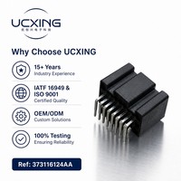 373116124AA WX-230 Adaptor Pria 16 Pin Sudut Kanan 90 Derajat Pitch 3.5mm 15A 12VDC Kontak Paduan Tembaga Persegi Panjang Otomotif