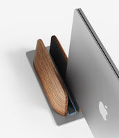 Support vertical pour ordinateur portable en noyer noir et alliage d'aluminium, support de bureau écologique et peu encombrant pour le bureau et la maison