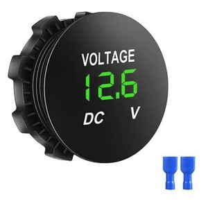 Voltmètre rond étanche DC 12V-24V pour <span class=keywords><strong>bateau</strong></span> à <span class=keywords><strong>moteur</strong></span>, moto, voiture, affichage LED sur panneau - Product Image 1