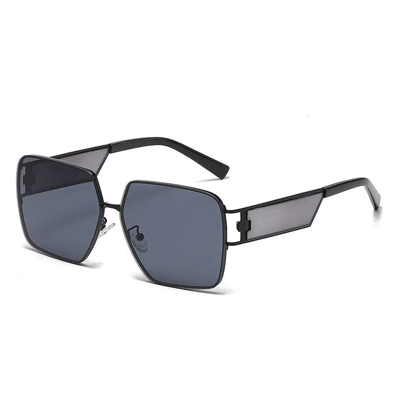 Wholesale luxury retro square big frame sunglass shades fashion metal frame ocean lens sunglasses retro driving sunglasses