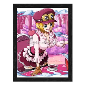 Póster lenticular enmarcado de Anime 3D, arte popular de plástico con tapa, decoración del hogar para Navidad