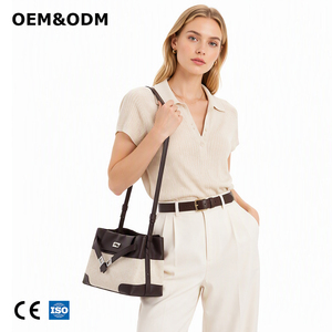 Bolso de Mano 3443 G Premium, Elegante y de Lujo, Diseño de Textura Mixta de Lino y Cuero, para Uso Diario, Oficina, Trabajo, Compras - Product Image 1