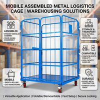 Chariot de manutention logistique démontable en acier bleu robuste pour la distribution en gros