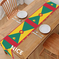 Chemin de table personnalisé en polyester lavable avec drapeau de la Grenade, protège la surface des meubles des taches pour les scénarios domestiques quotidiens