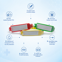 Bracelet d'identification médical en PVC pour adulte avec fente pour carte, fermeture à bouton, jetable, étanche