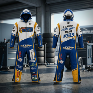 Mitch Cluff Biker Racing Motorcycle Suit Full Sleeve Sublimation Printed % Polyester Quick Dry Men's Adult All Seasons Wear - Product Image 2