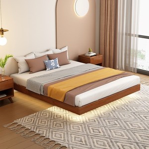 Tatami Floating Bed Rubberwood Platform Bed Space Saving Bedroom Furniture - Product Image 3