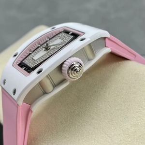 Montre mécanique de luxe élégante 0701 en céramique blanche ajourée pour femme avec cadran étoilé incrusté de diamants, cadeau de banquet - Product Image 4