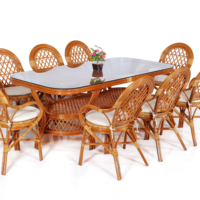 Ensemble de salle à manger en rotin moderne JAVA pour usage commercial, hôtel, restaurant, extérieur, avec table longue, mobilier de restaurant moderne