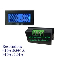 Output Alarm Batas Atas dan Bawah Tegangan AC60-300V, Voltmeter Digital LCD, Amperemeter, Pengukur Daya, Amp Hz 20A 100A 200 500A Split CT
