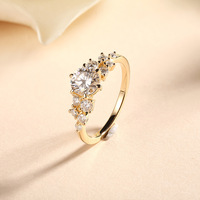 Bague en argent sterling S925 avec moissanite, plaquée or 14 carats, accentuations pavées effet météore, pour femme, luxe léger, polyvalente pour les soirées