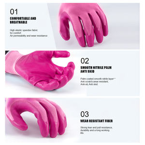 Guanti da lavoro per guanti rivestiti in Nitrile rosa da giardino generale calibro 13 - Product Image 5