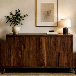 Hot Sale <b>Mid</b> <b>Century</b> Wooden <b>Sideboard</b> Cabinet Modern Walnut Storage Credenza Buffet Table Living Room Furniture Unit Supplier - Product Image 1