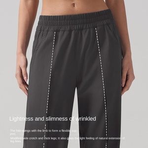 Frauen Front Plissee High Waist Fitness Hose Lose Schnellt rocknende Atmungsaktive Gerade Bein Größe 28 Sport Unterhaltung - Product Image 2