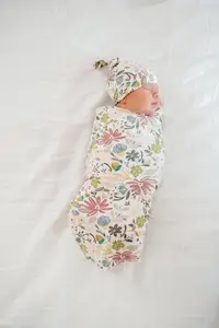 Baby Hoed Biologisch Katoen Print Pasgeboren Beanie Top Knoop Hoeden Voor Baby Boy Girl Cap Custom Logo Op Maat Unisex Gedrukt