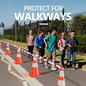 Barrière de signalisation extensible – Barrière de sécurité réfléchissante de 1,2 m à 2,1 m pour zones de construction et contrôle des foules - Product Image 5